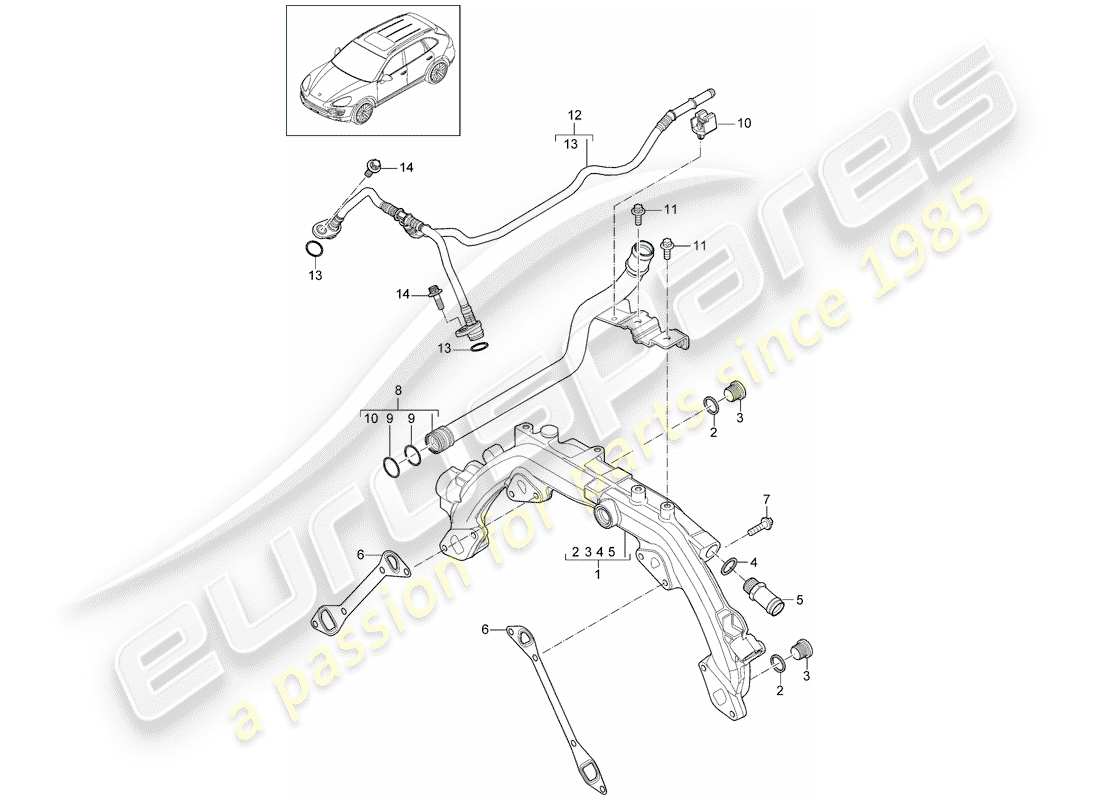 Porsche Cayenne E2 (2015) raffreddamento ad acqua 1 Diagramma delle parti