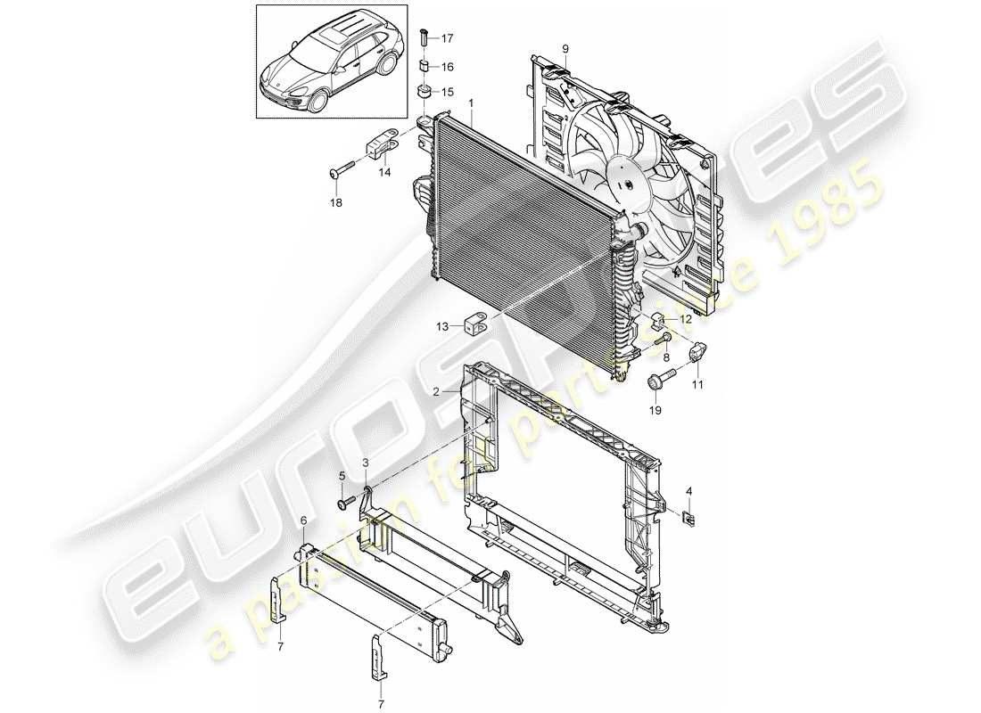 Porsche Cayenne E2 (2015) raffreddamento ad acqua 3 Diagramma delle parti