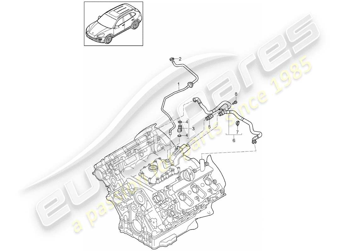 Porsche Cayenne E2 (2015) sfiato del carter Diagramma delle parti
