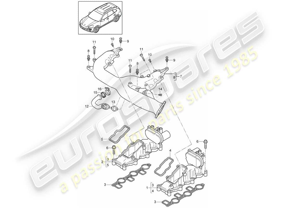 Porsche Cayenne E2 (2015) COLLETTORE DI ASPIRAZIONE Diagramma delle parti