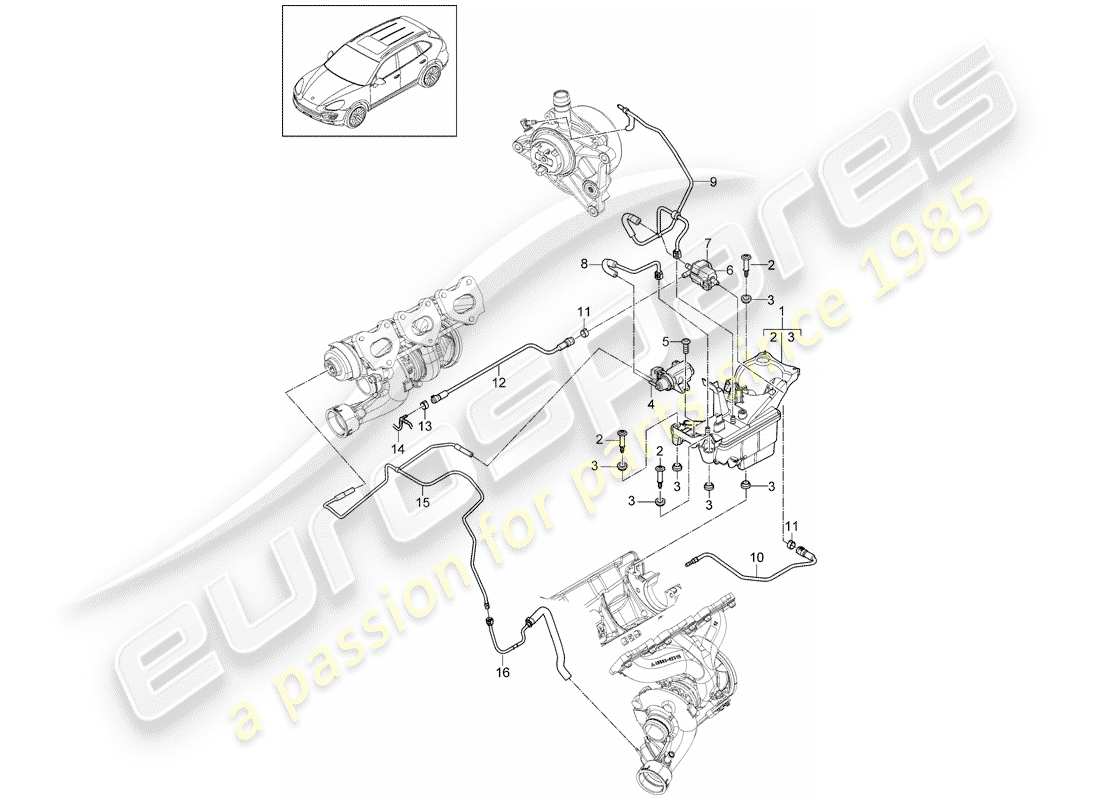 Porsche Cayenne E2 (2015) SERBATOIO A VUOTO Diagramma delle parti