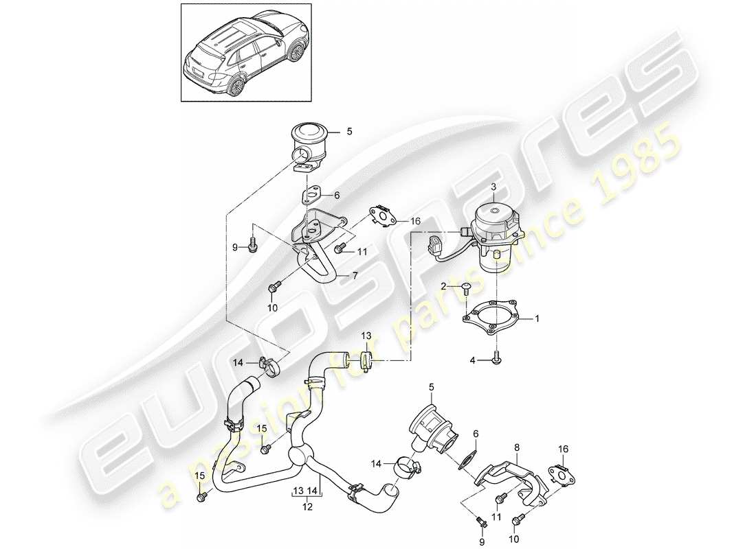Porsche Cayenne E2 (2015) POMPA ARIA SECONDARIA Diagramma delle parti