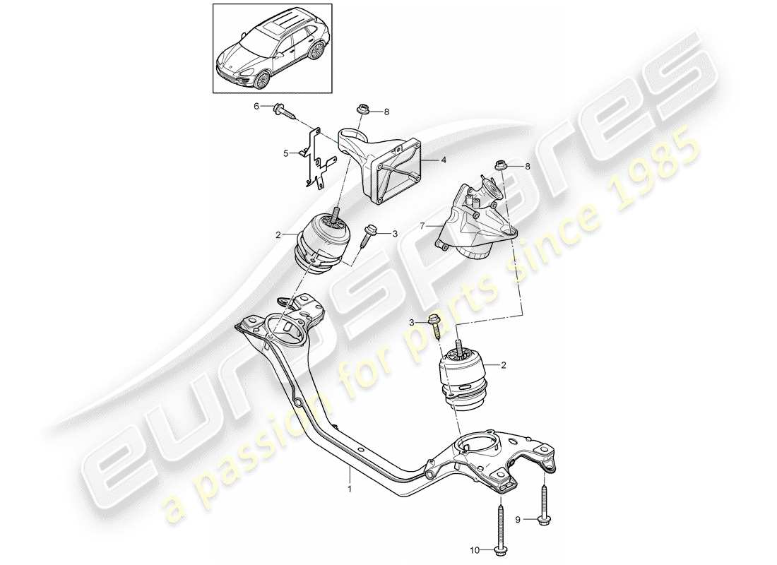 Porsche Cayenne E2 (2015) paranco di sollevamento del motore Diagramma delle parti