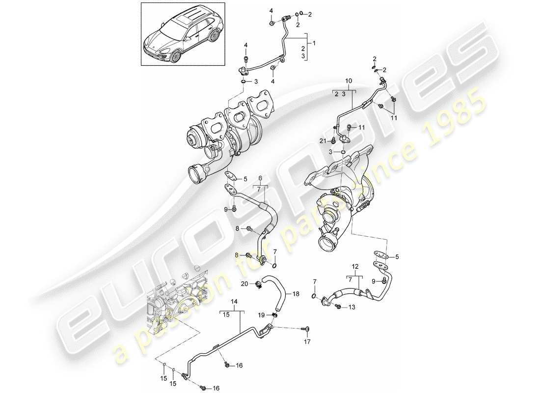 Porsche Cayenne E2 (2015) TUBO OLIO Diagramma delle parti