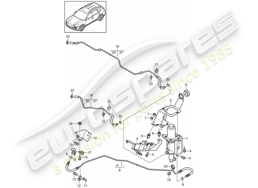 Porsche Cayenne E2 (2015) meccanismo di controllo Diagramma delle parti