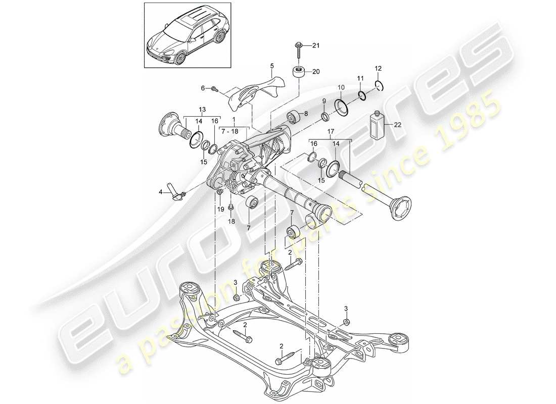 Porsche Cayenne E2 (2015) DIFFERENZIALE ASSALE ANTERIORE Diagramma delle parti