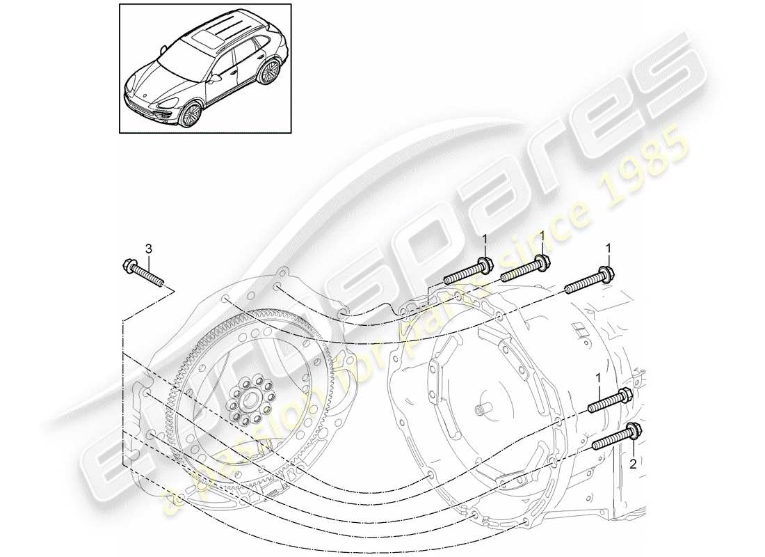 Porsche Cayenne E2 (2015) parti di montaggio per motore e Diagramma delle parti