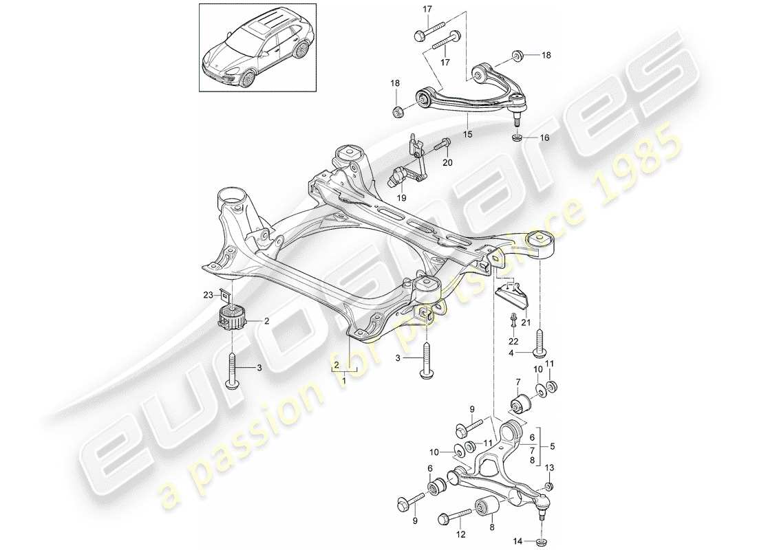 Porsche Cayenne E2 (2015) sottotelaio Diagramma delle parti