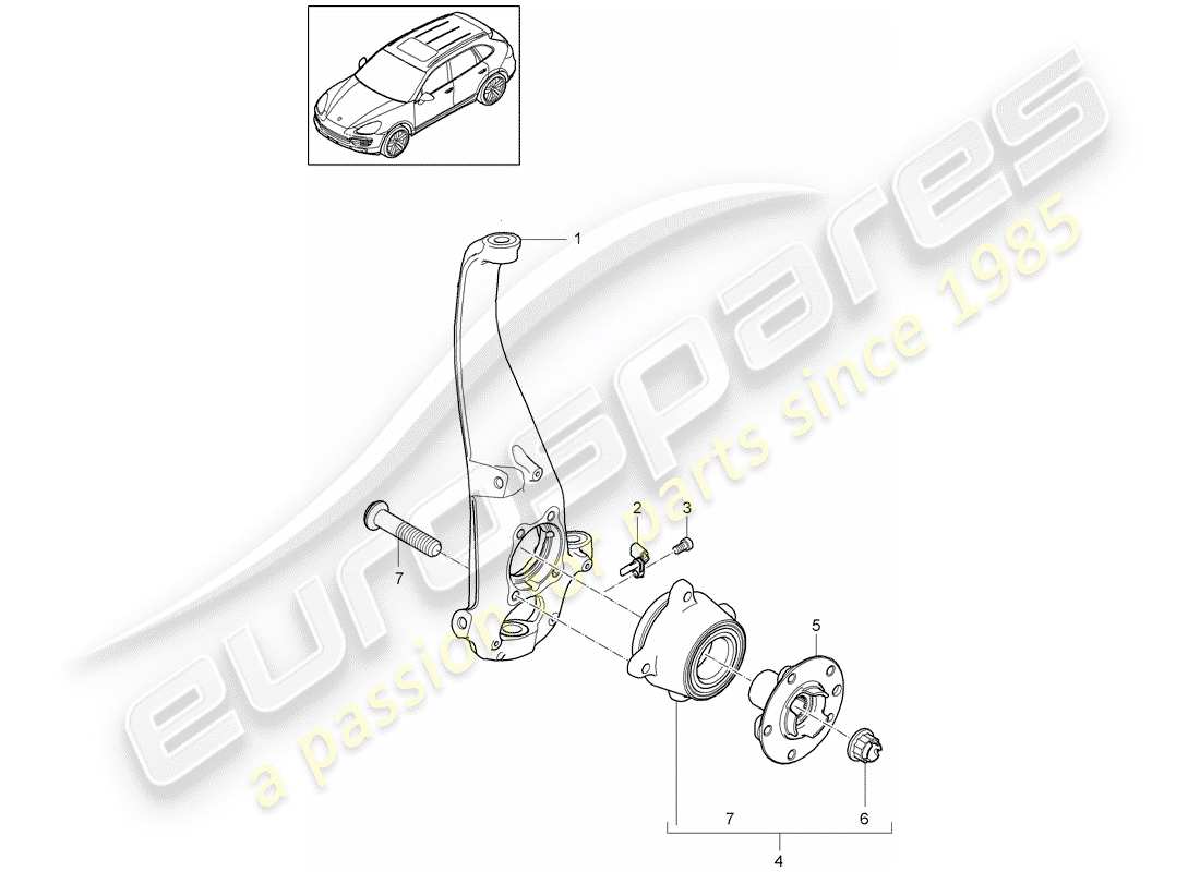 Porsche Cayenne E2 (2015) cuscinetto del perno Diagramma delle parti