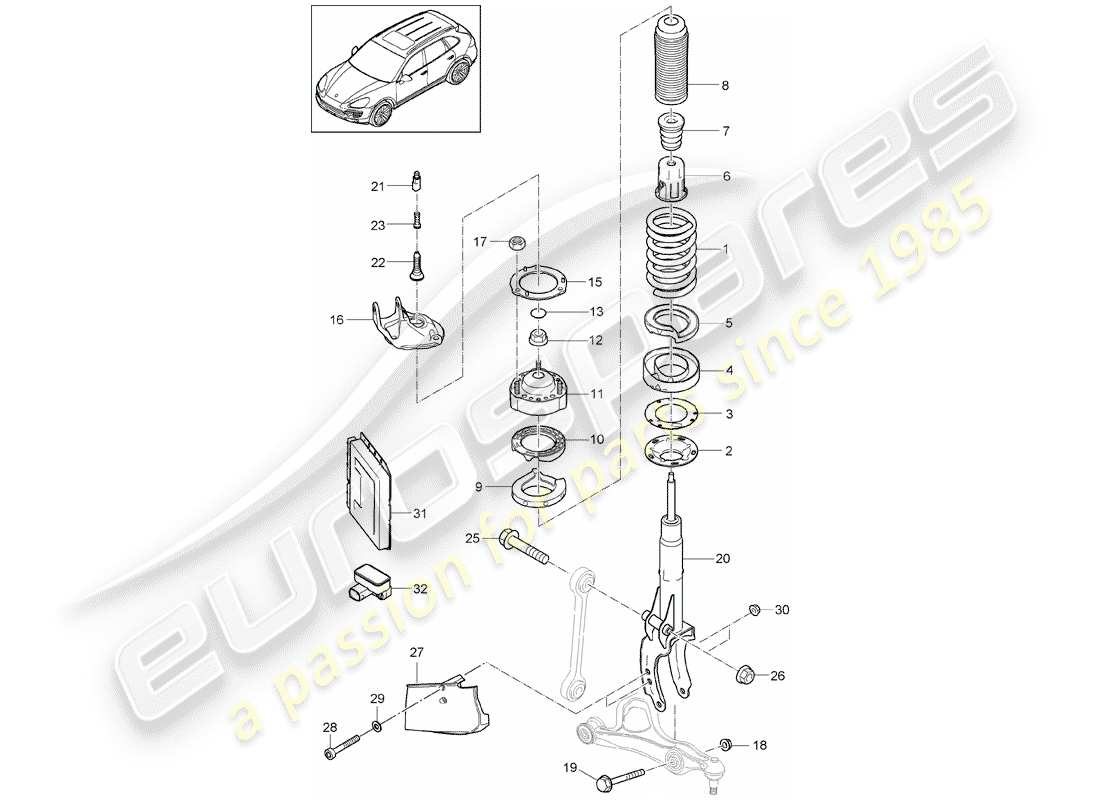 Porsche Cayenne E2 (2015) SOSPENSIONE Diagramma delle parti