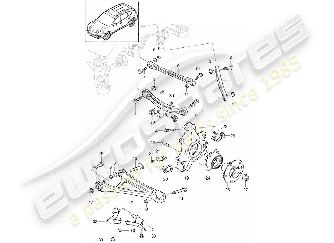 Porsche Cayenne E2 (2015) ASSE POSTERIORE Diagramma delle parti