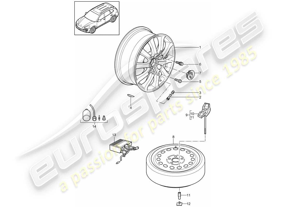 Porsche Cayenne E2 (2015) Ruote Diagramma delle parti