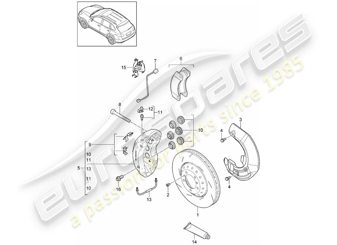 Porsche Cayenne E2 (2015) freni a disco Diagramma delle parti