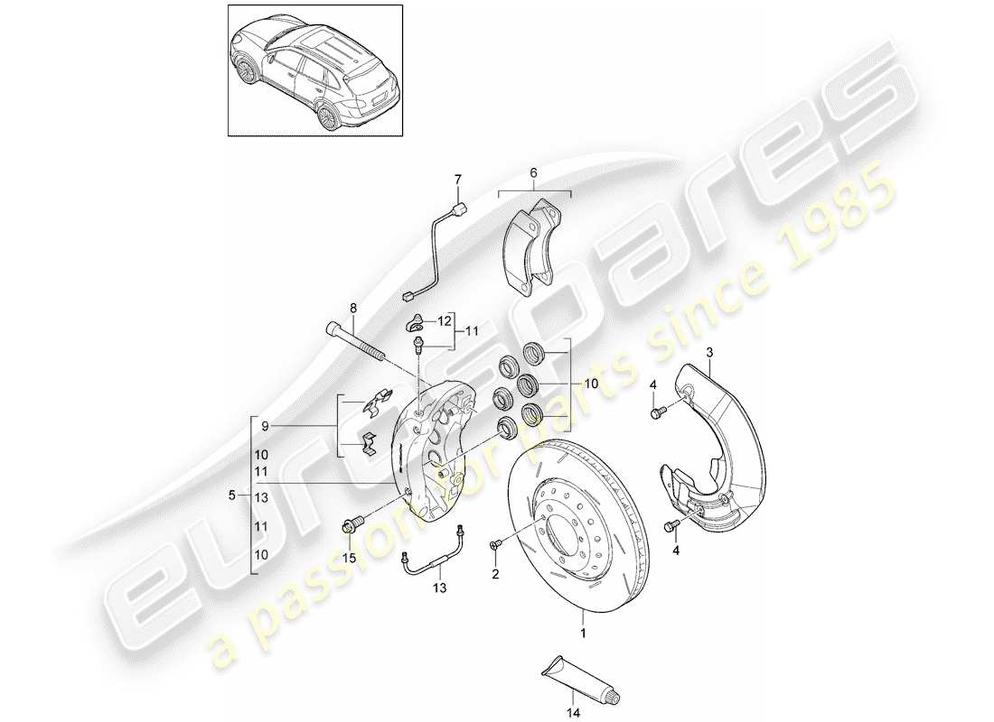 Porsche Cayenne E2 (2015) freni a disco Diagramma delle parti