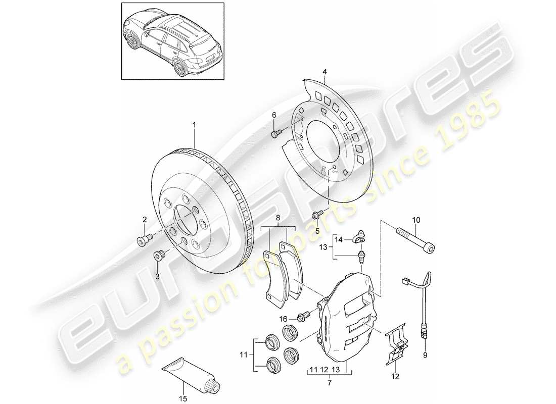 Porsche Cayenne E2 (2015) freni a disco Diagramma delle parti