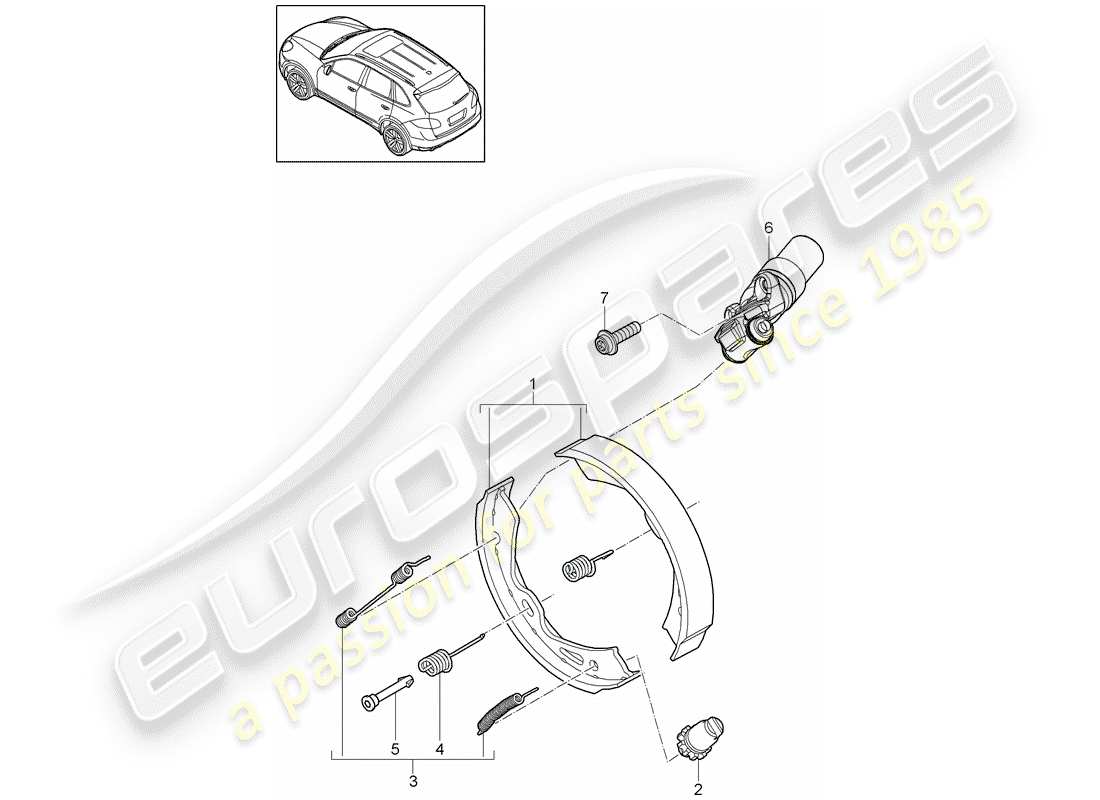 Porsche Cayenne E2 (2015) freno di stazionamento Diagramma delle parti