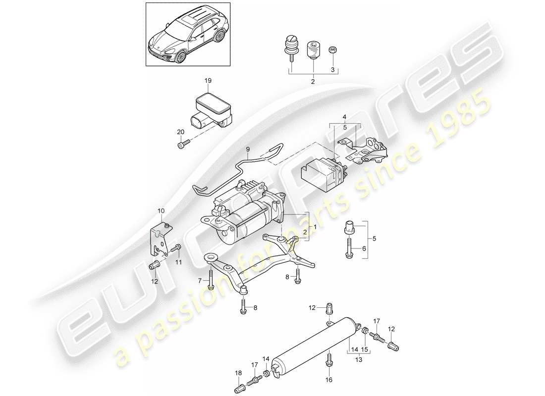 Porsche Cayenne E2 (2015) sistema autolivellante Diagramma delle parti