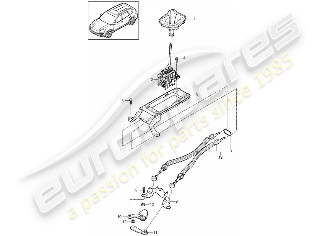 Porsche Cayenne E2 (2015) controllo della trasmissione Diagramma delle parti