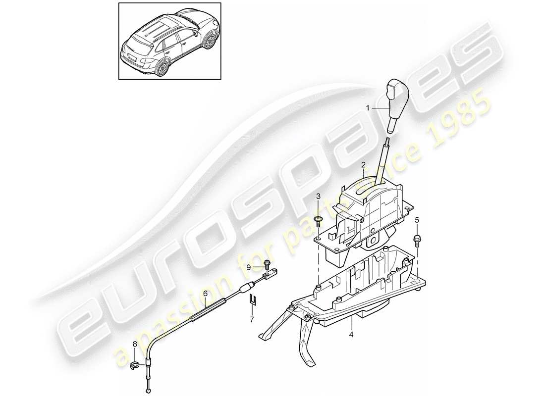 Porsche Cayenne E2 (2015) leva selettrice Diagramma delle parti