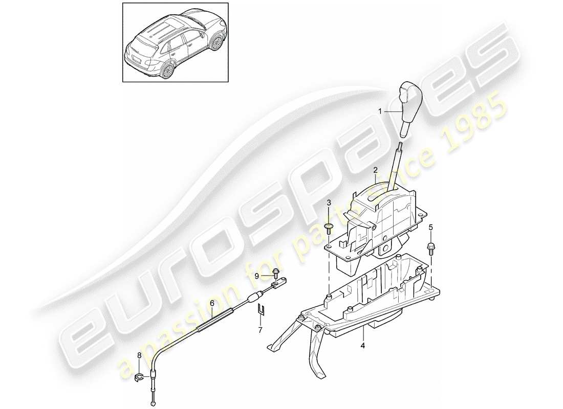 Porsche Cayenne E2 (2015) leva selettrice Diagramma delle parti