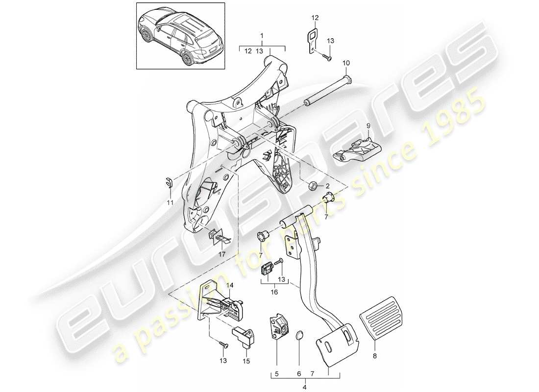 Porsche Cayenne E2 (2015) Pedali Diagramma delle parti