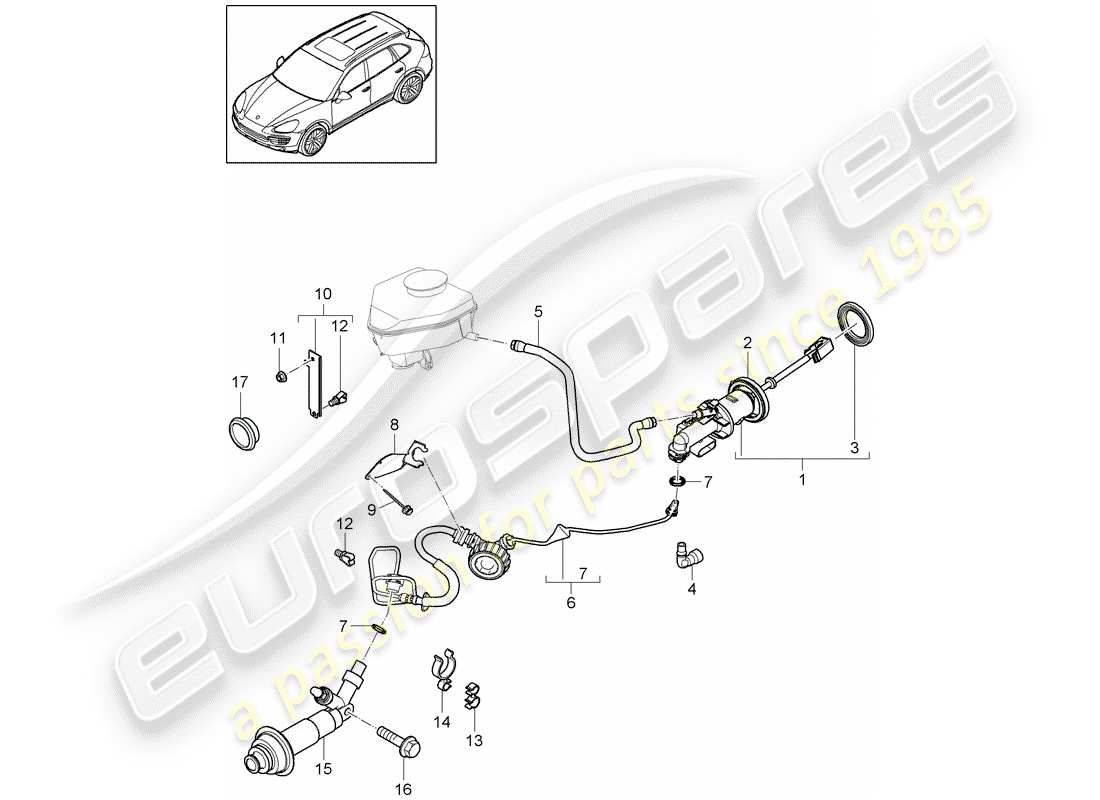 Porsche Cayenne E2 (2015) frizione idraulica Diagramma delle parti