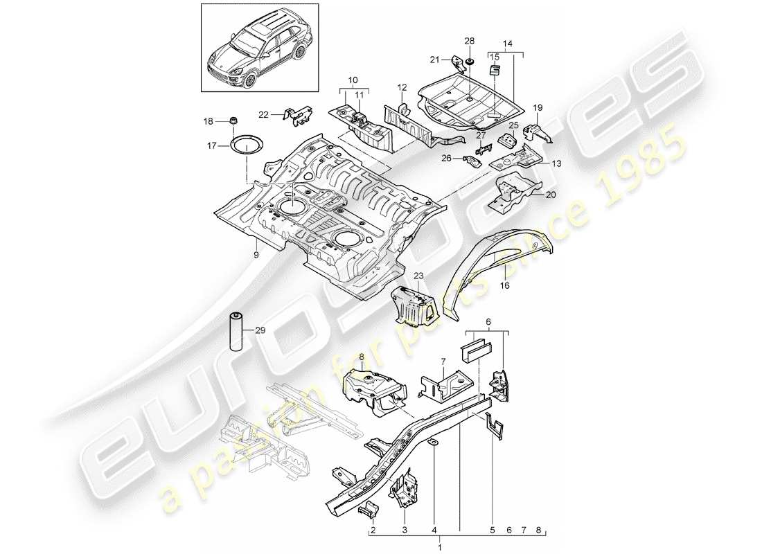 Porsche Cayenne E2 (2015) ESTREMITÀ POSTERIORE Diagramma delle parti