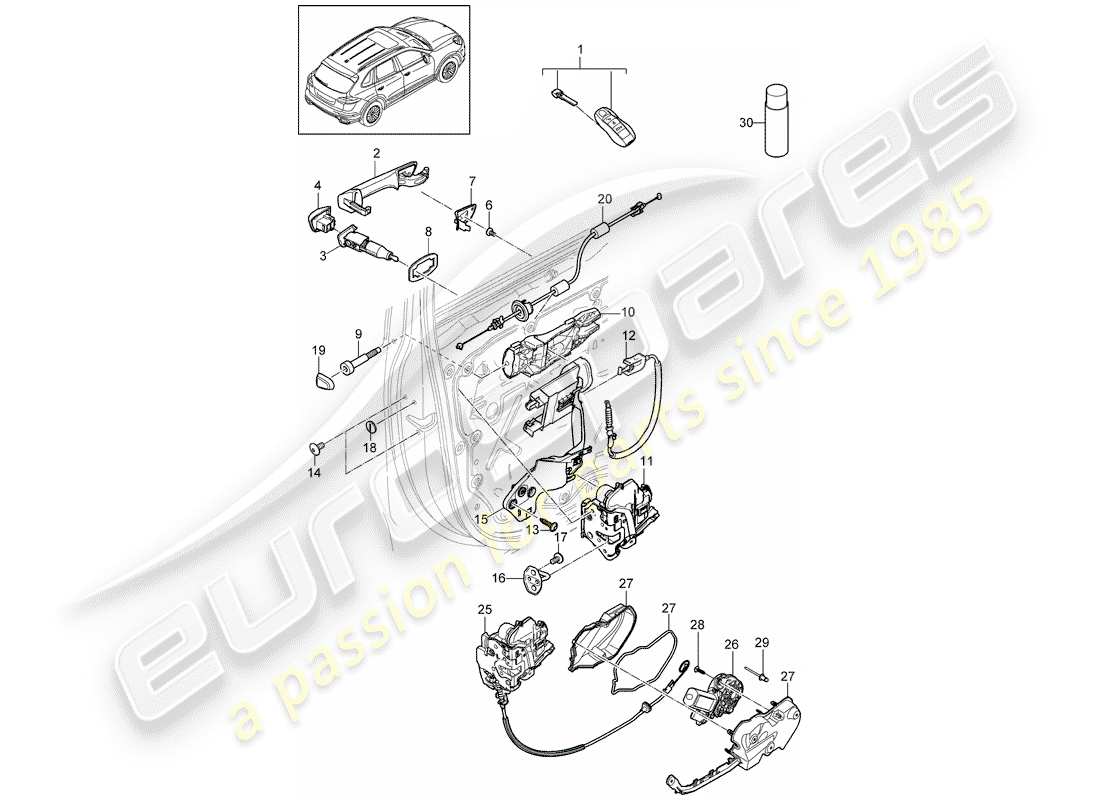 Porsche Cayenne E2 (2015) maniglia Diagramma delle parti