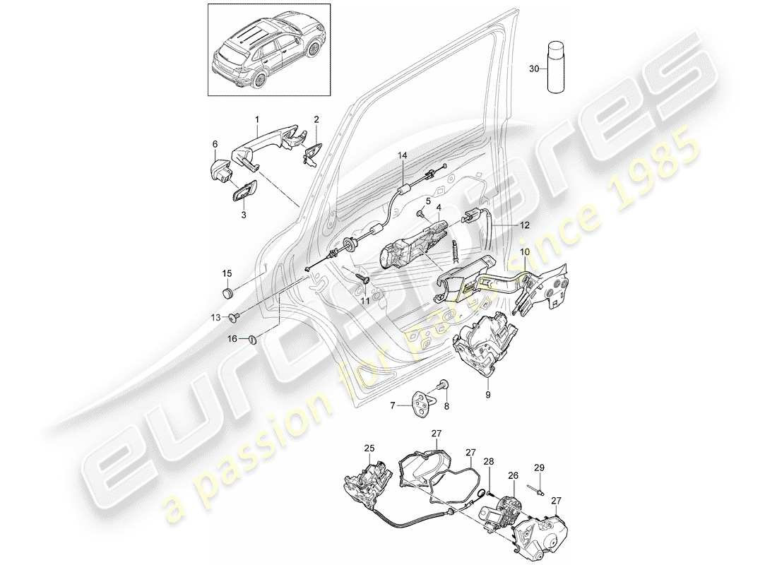 Porsche Cayenne E2 (2015) maniglia Diagramma delle parti