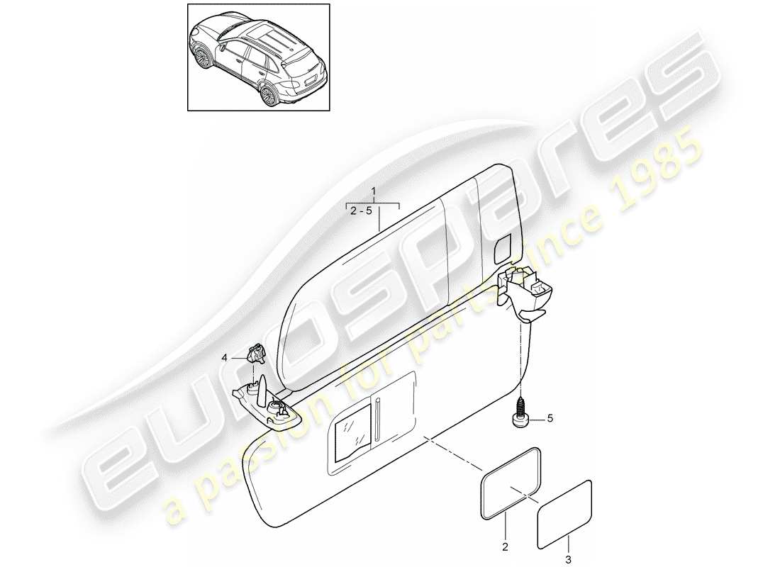 Porsche Cayenne E2 (2015) VISIERE DA SOLE Diagramma delle parti