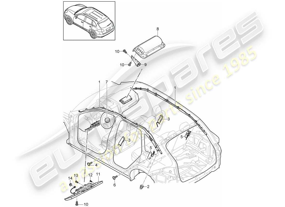 Porsche Cayenne E2 (2015) AIRBAG Diagramma delle parti