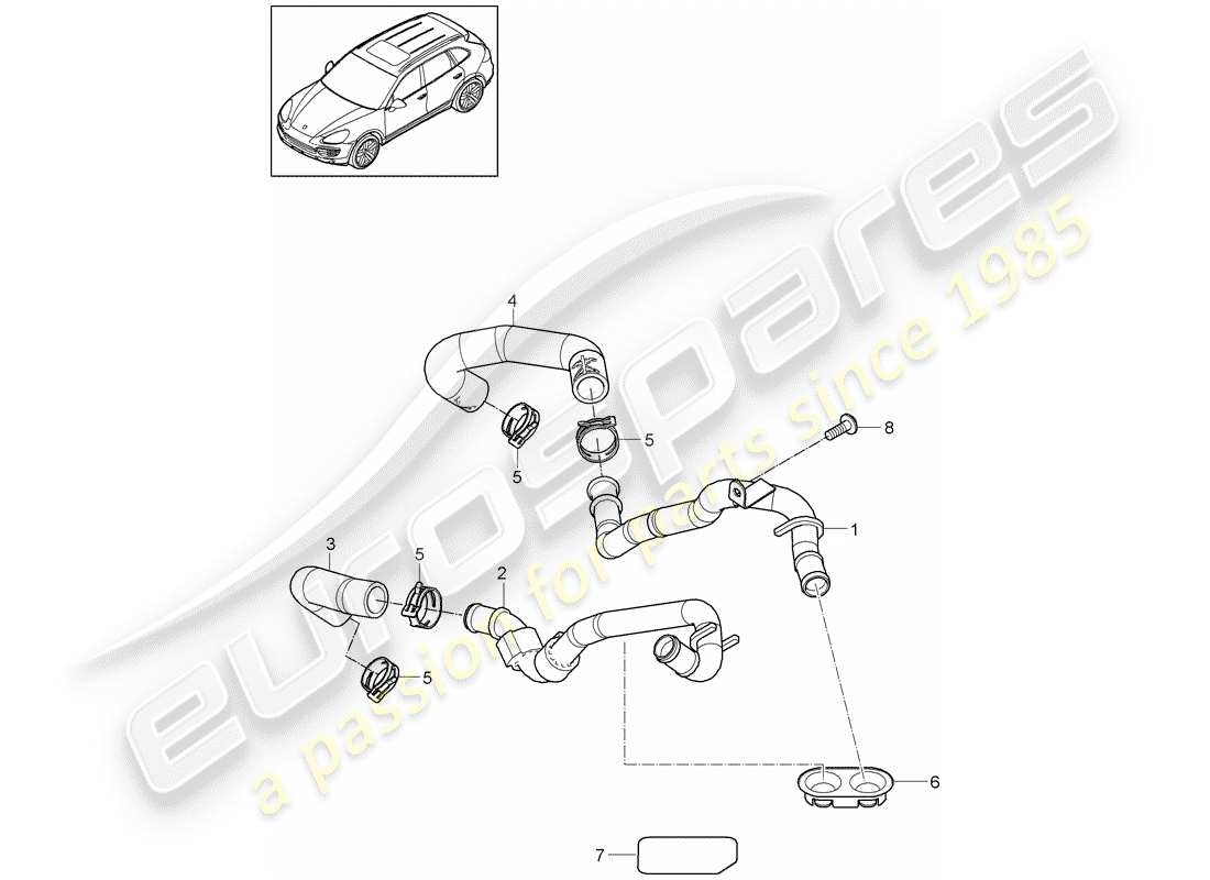Porsche Cayenne E2 (2015) tubo flessibile Diagramma delle parti
