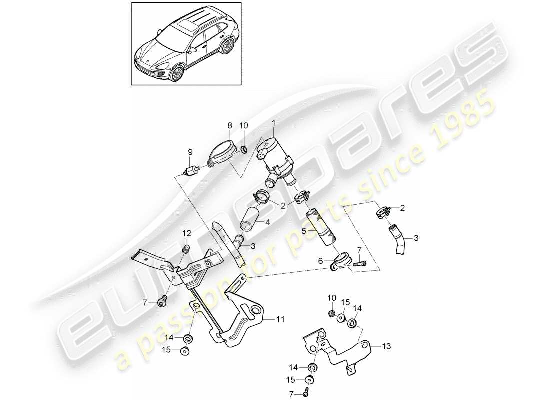Porsche Cayenne E2 (2015) Stufa Diagramma delle parti
