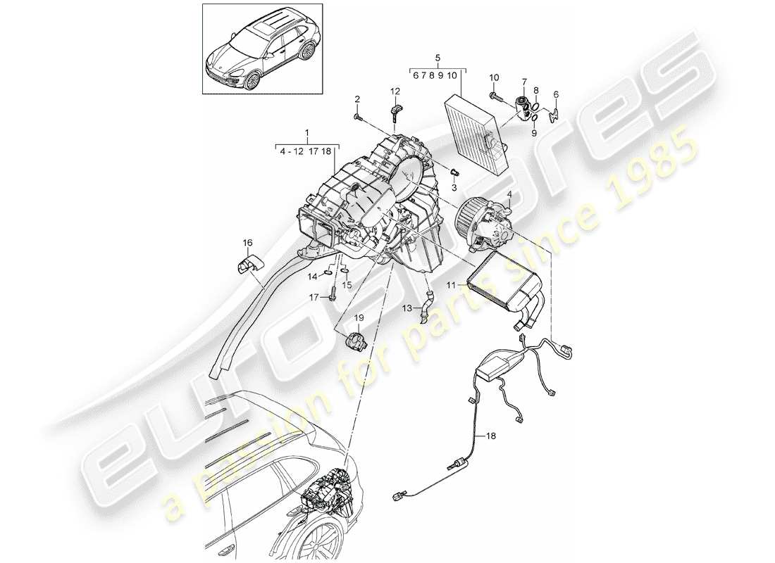 Porsche Cayenne E2 (2015) CONDIZIONATORE Diagramma delle parti