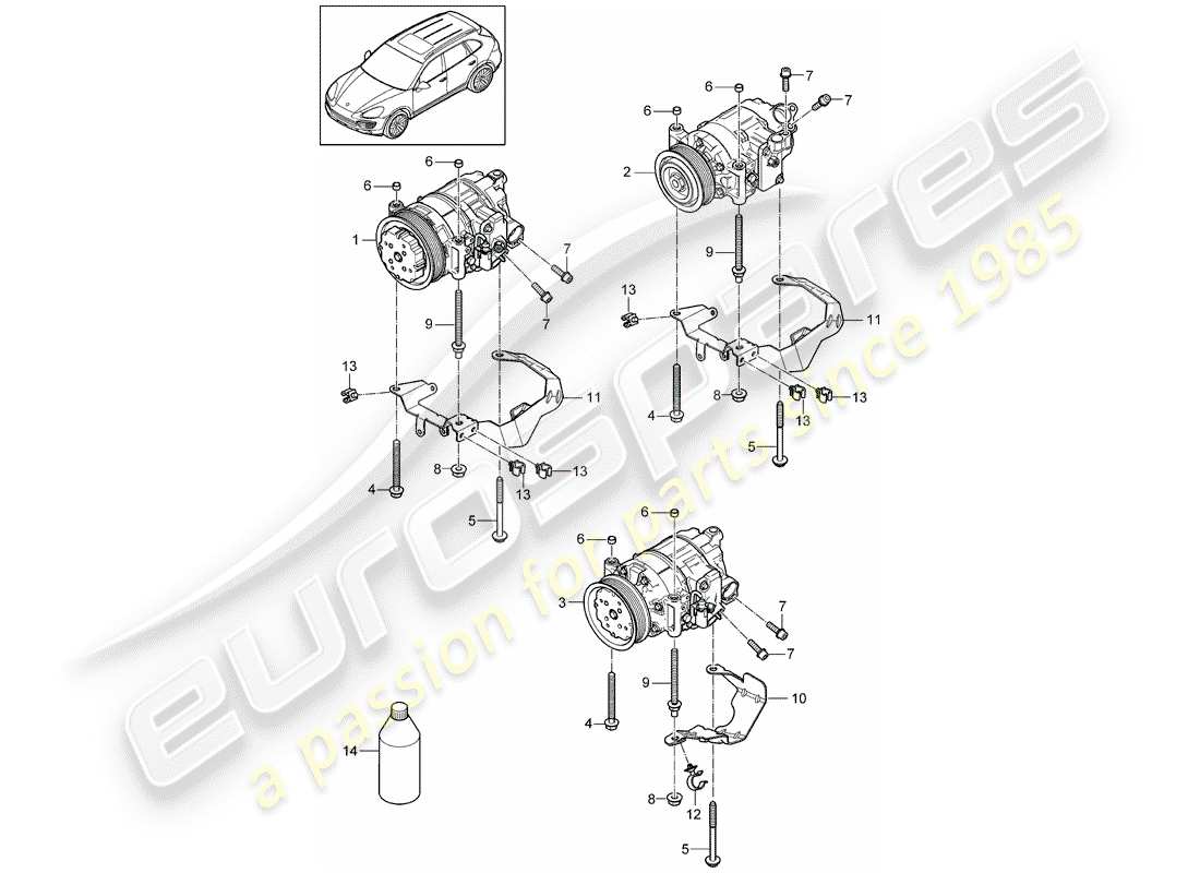 Porsche Cayenne E2 (2015) compressore Diagramma delle parti