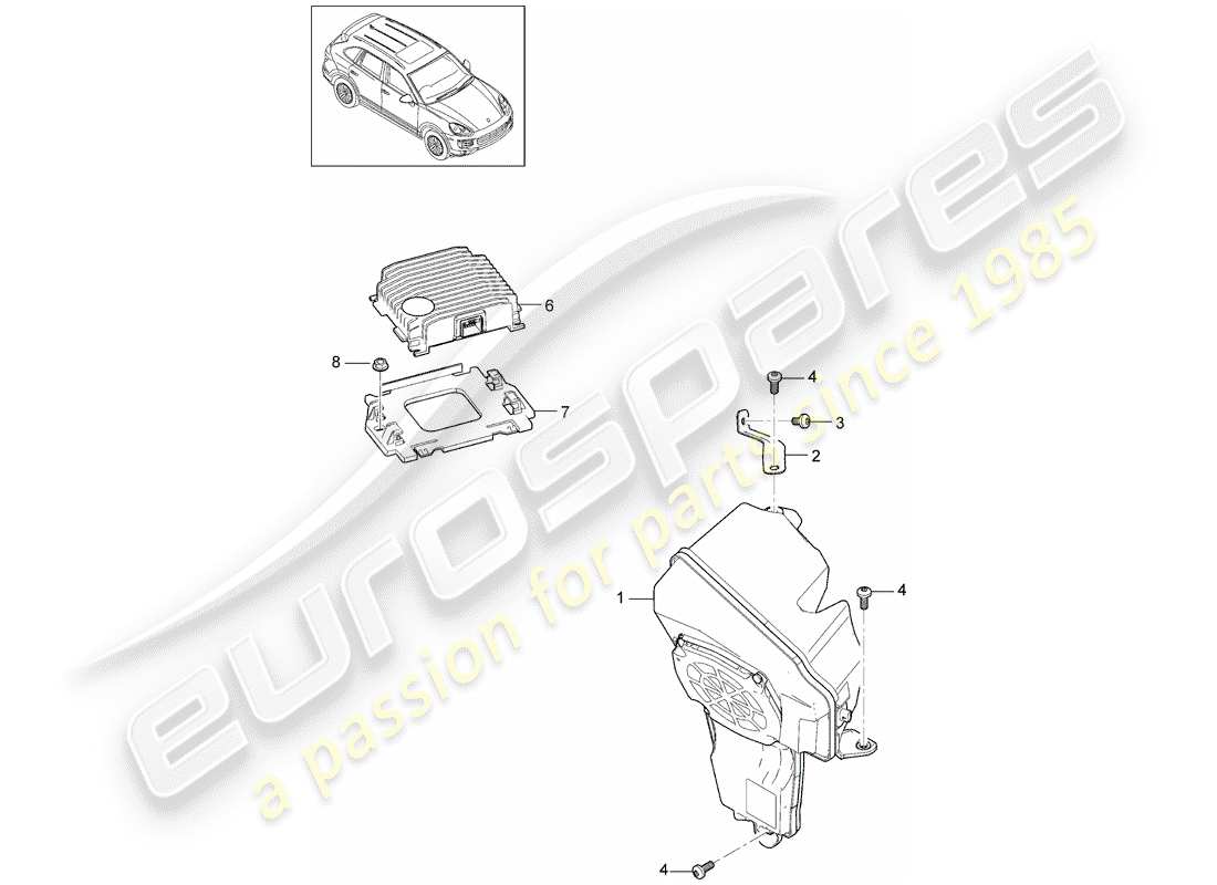 Porsche Cayenne E2 (2015) ALTOPARLANTE Diagramma delle parti
