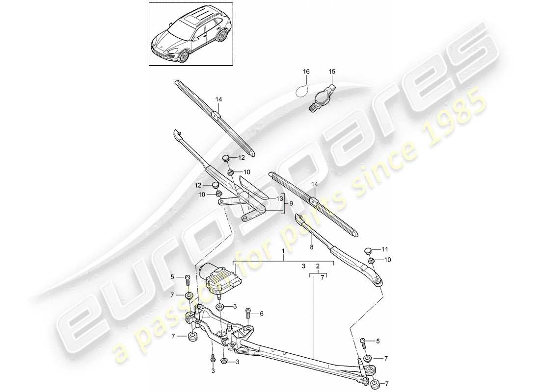 Porsche Cayenne E2 (2015) SISTEMA TERGICRISTALLO COMPL. Diagramma delle parti