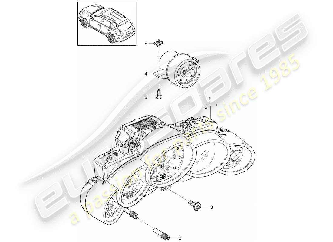 Porsche Cayenne E2 (2015) strumentazione Diagramma delle parti