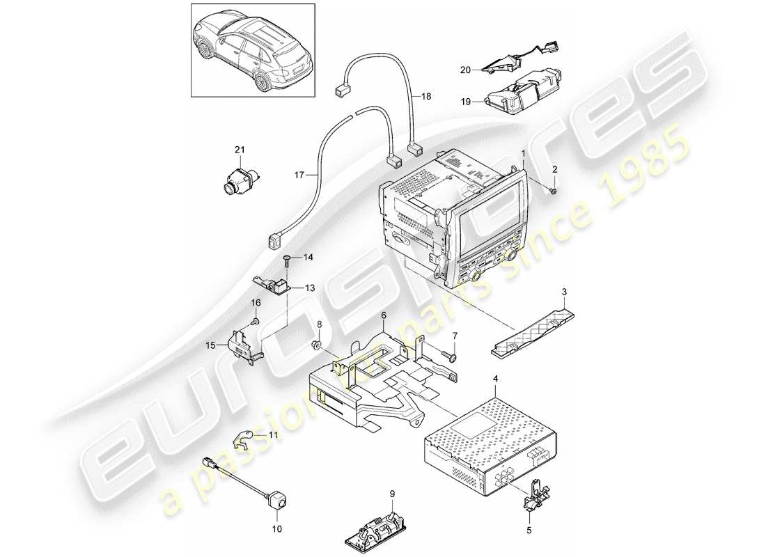 Porsche Cayenne E2 (2015) sistema di navigazione Diagramma delle parti