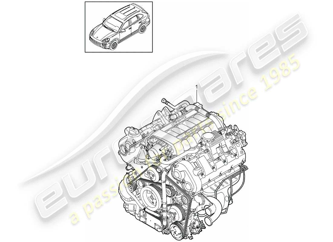 Porsche Cayenne E2 (2018) motore sostitutivo Diagramma delle parti