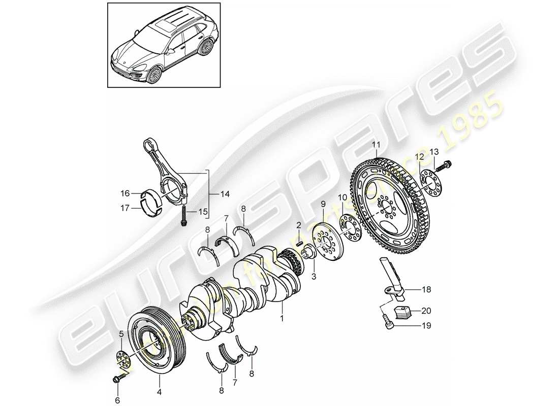 Porsche Cayenne E2 (2018) Albero a gomiti Diagramma delle parti