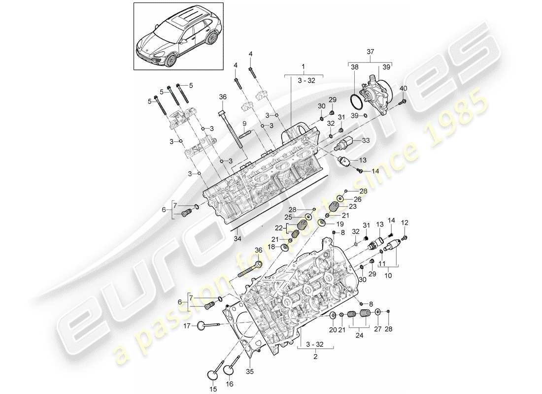 Porsche Cayenne E2 (2018) TESTATA Diagramma delle parti