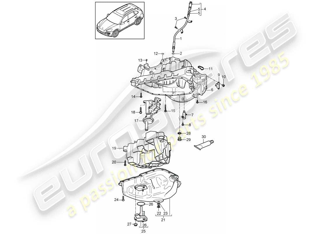 Porsche Cayenne E2 (2018) alloggiamento conduttivo dell'olio Diagramma delle parti