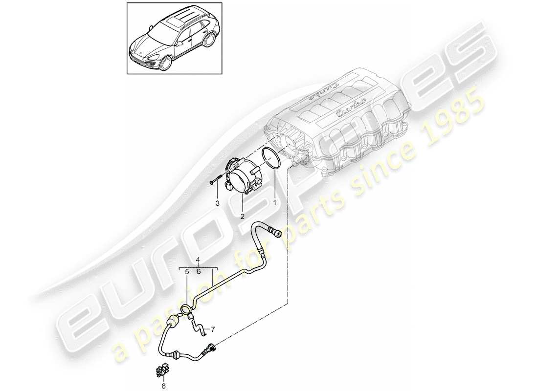 Porsche Cayenne E2 (2018) CORPO FARFALLATO Diagramma delle parti