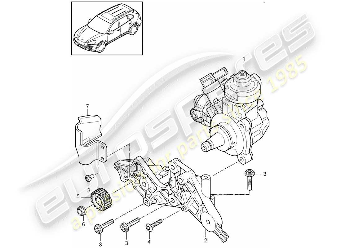 Porsche Cayenne E2 (2018) pompa ad alta pressione Diagramma delle parti