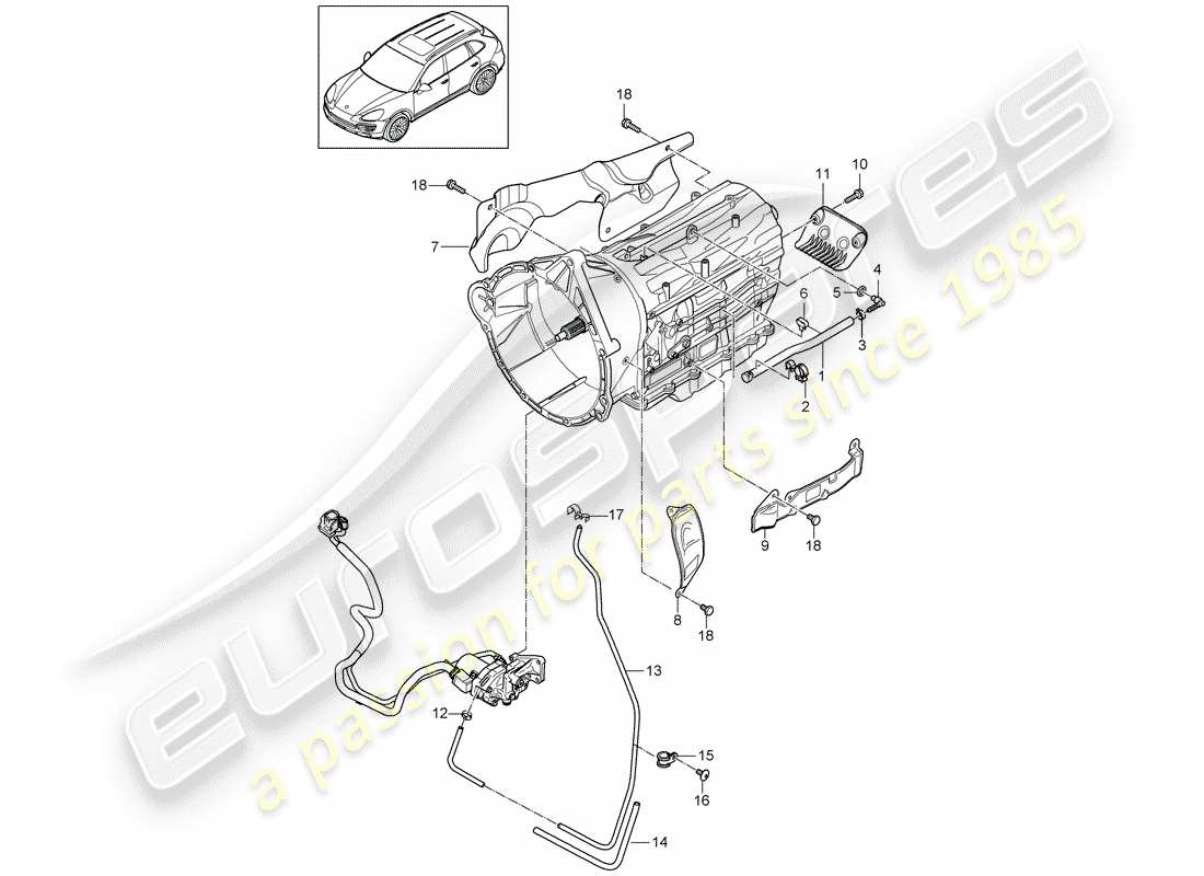 Porsche Cayenne E2 (2018) 8-SPEED cambio automatico Diagramma delle parti