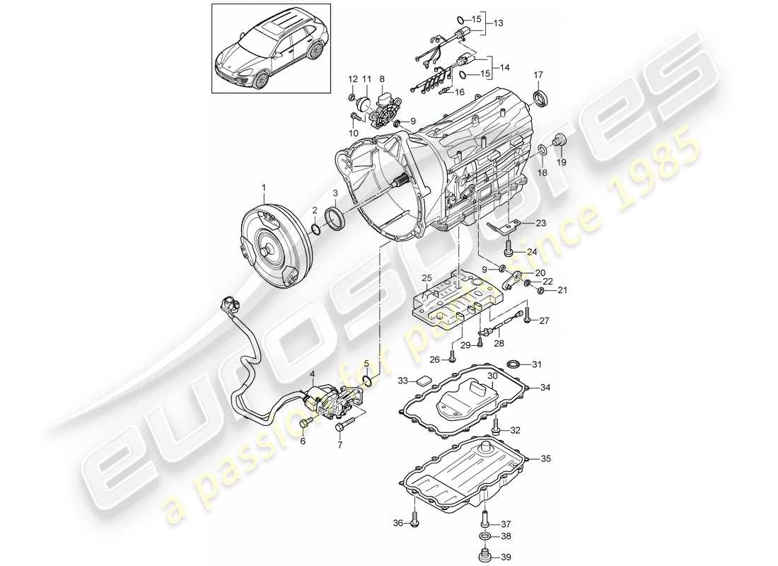 Porsche Cayenne E2 (2018) 8-SPEED cambio automatico Diagramma delle parti