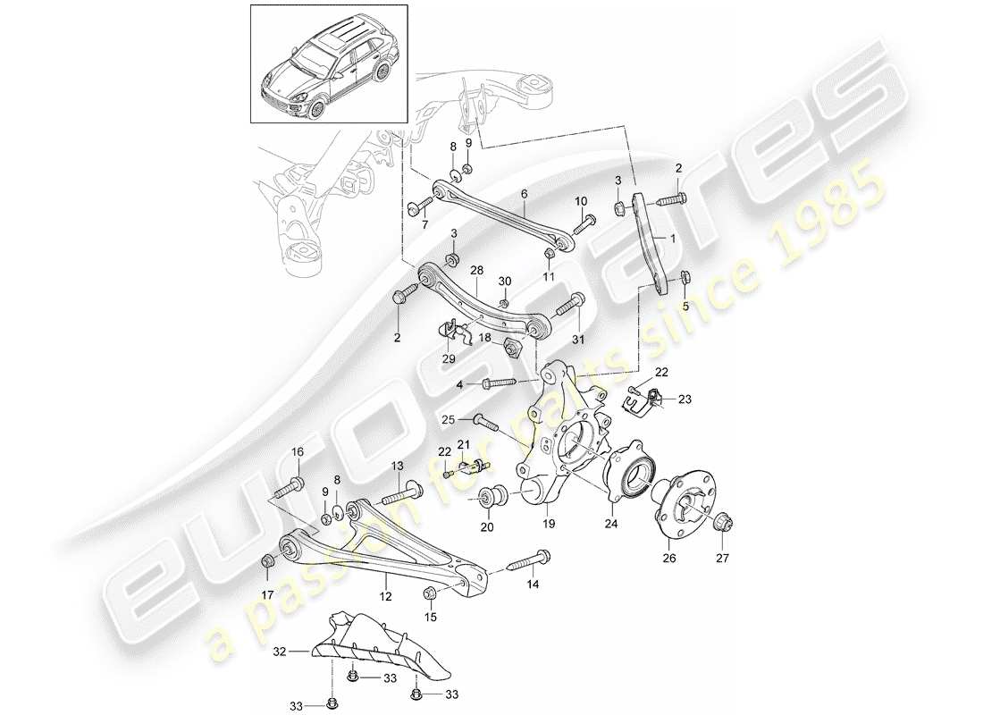 Porsche Cayenne E2 (2018) ASSE POSTERIORE Diagramma delle parti