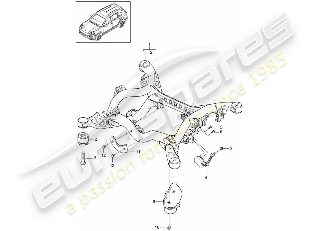 Porsche Cayenne E2 (2018) ASSE POSTERIORE Diagramma delle parti