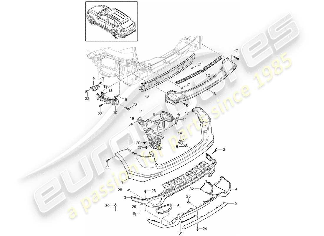 Porsche Cayenne E2 (2018) liner Diagramma delle parti